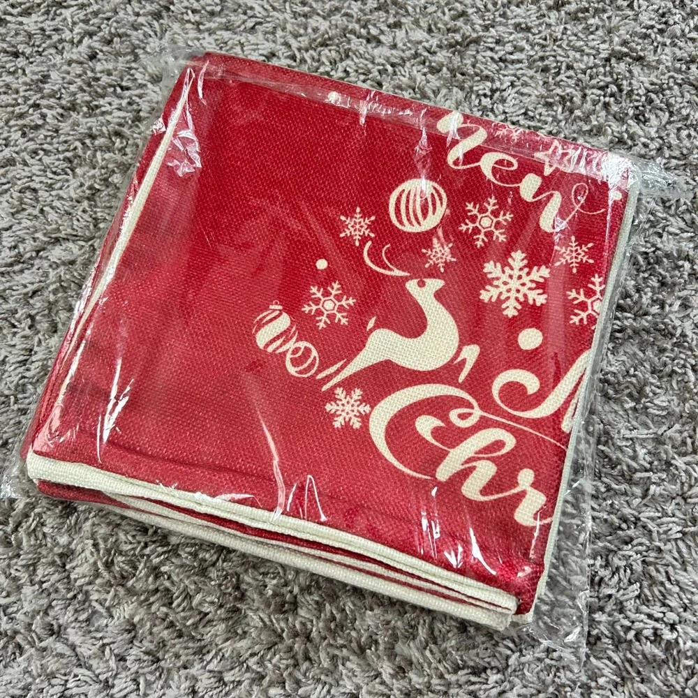 Christmas Throw Pillow Covers Set of 4 Red‎ Cream Holiday Decor